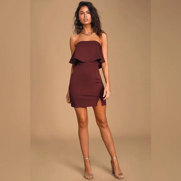 Lulu's Red Strapless Bodycon Cocktail Dress - Picture 2 of 6